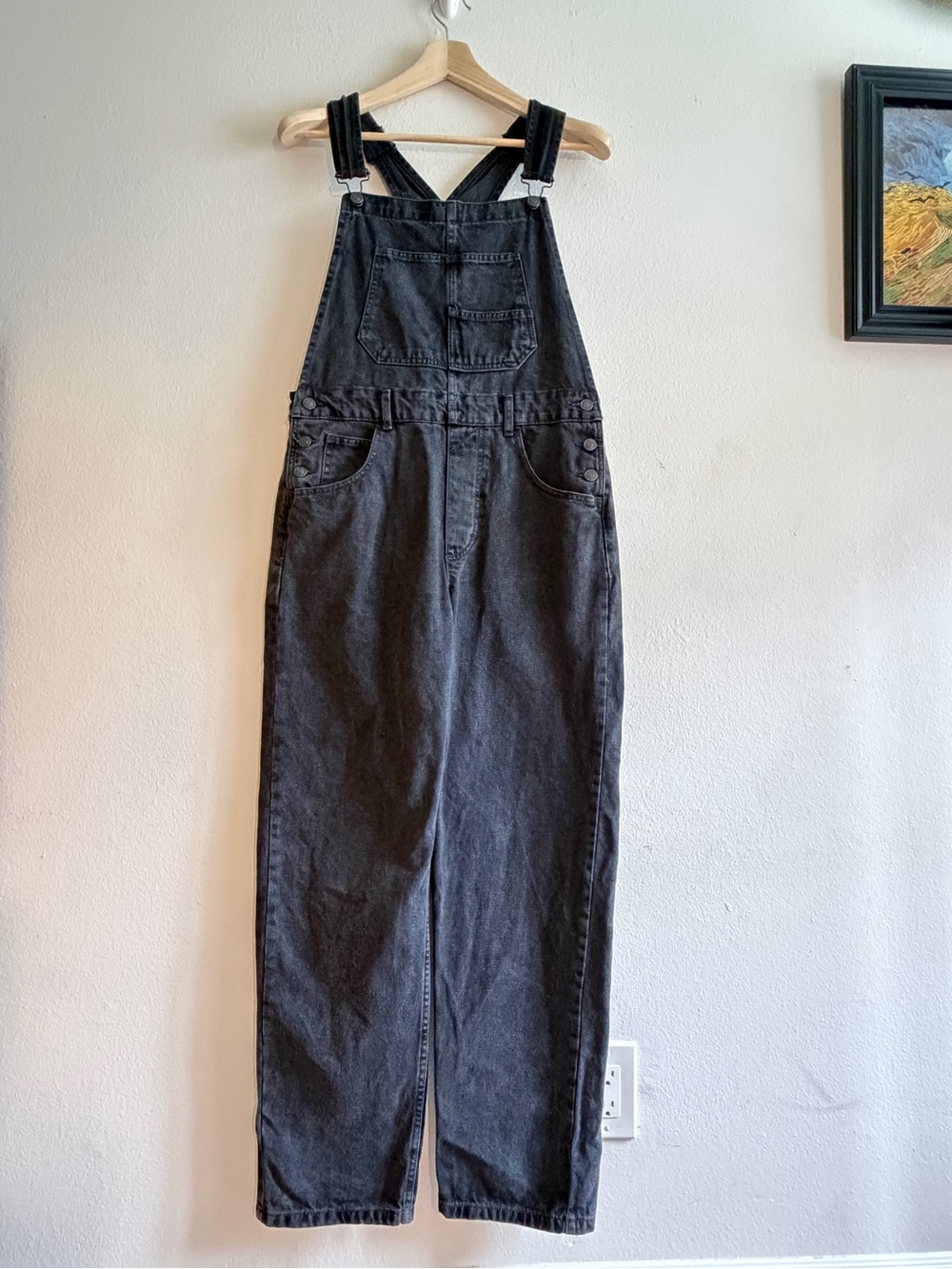 Free People Ziggy Denim Overalls Black Wash M
